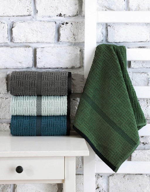 Set prosoape de baie 4 piese, Cotton Box, JAKARLI HAVLU SETI ROAD ASORTI-2, Bumbac, Albastru / Albastru închis / Verde / Antracit