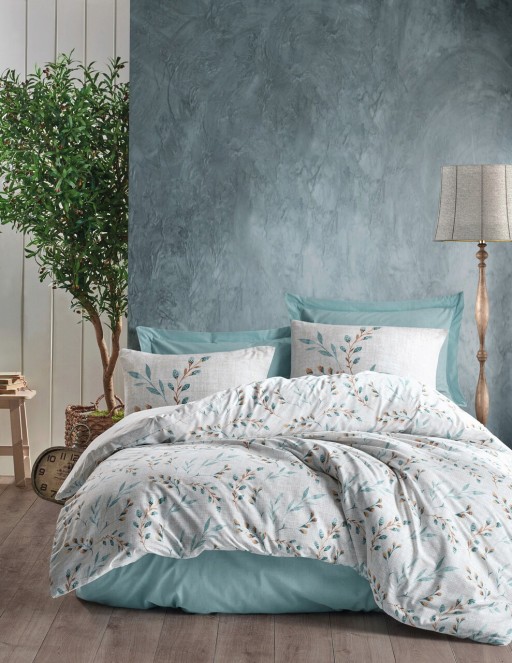 Lenjerie de pat dubla Super King (EU) (IT), L&#039;essentiel Maison, Lendell, Menta/Alb
