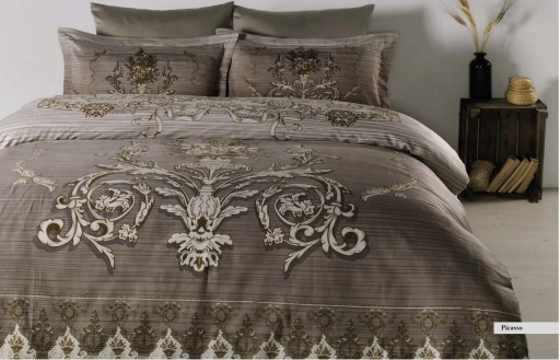 Lenjerie de pat dubla, L&#039;essentiel Maison, Picasso, Brown / White / Beige