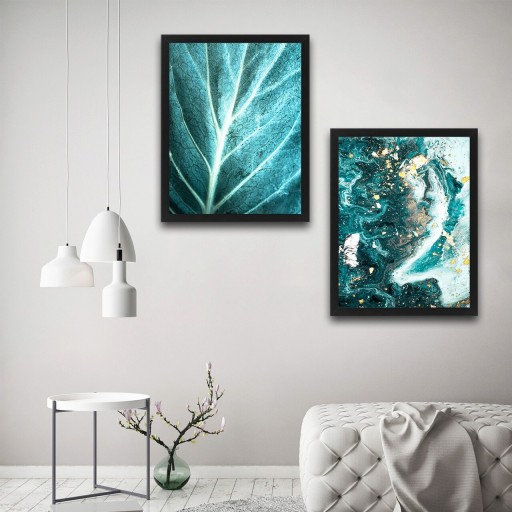 Set 2 tablouri decorative, Turquoise Set, PAL, Hartie, Multicolor