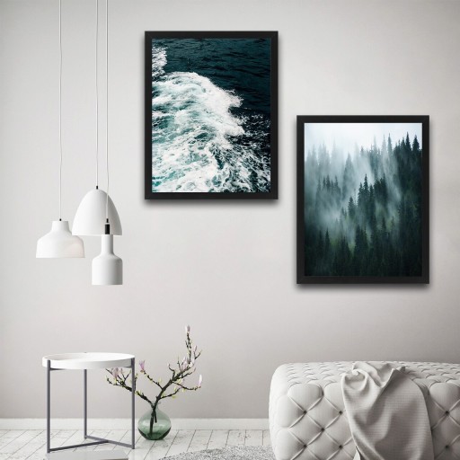 Set 2 tablouri decorative, Wave Forest Set, PAL, Hartie, Multicolor