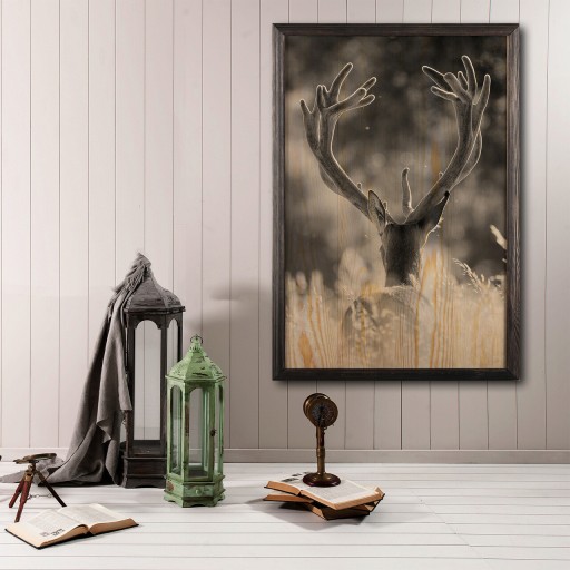Tablou decorativ, Stag, Lemn, Lemn, Multicolor