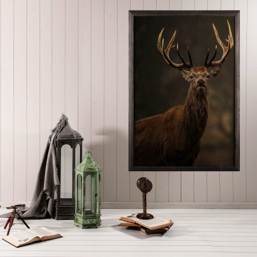 Tablou decorativ, Stag Horn, Lemn, Lemn, Multicolor