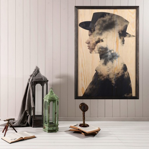 Tablou decorativ, Cloud Man XL, Lemn, Lemn, Multicolor