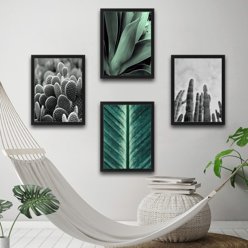 Set 4 tablouri decorative, Green &amp; Cactus Set, PAL, Hartie, Multicolor
