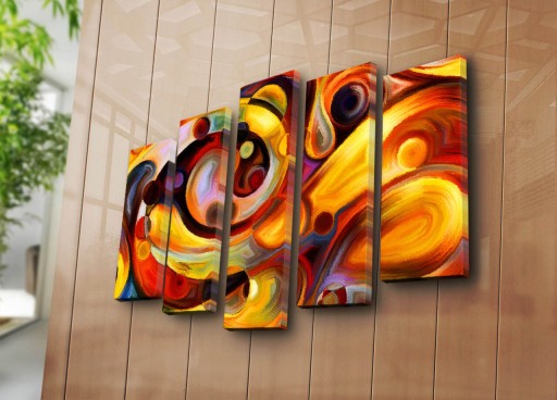 Set 5 tablouri decorative, 5PATK-235, Canvas, 19 x 70 cm, Multicolor