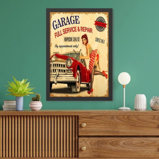 Tablou decorativ, Garage (40 x 55), MDF , Polistiren, Multicolor