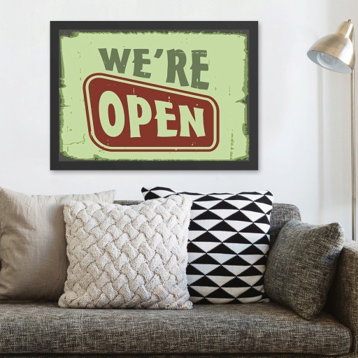 Tablou decorativ, We&#039;re Open (55 x 75), MDF , Polistiren, Verde/Roșu