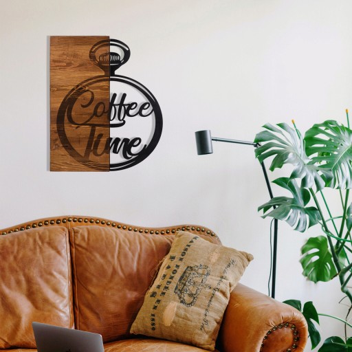 Decoratiune de perete, Canteen  Metal Decor, lemn/metal, 47 x 58 cm, negru/maro