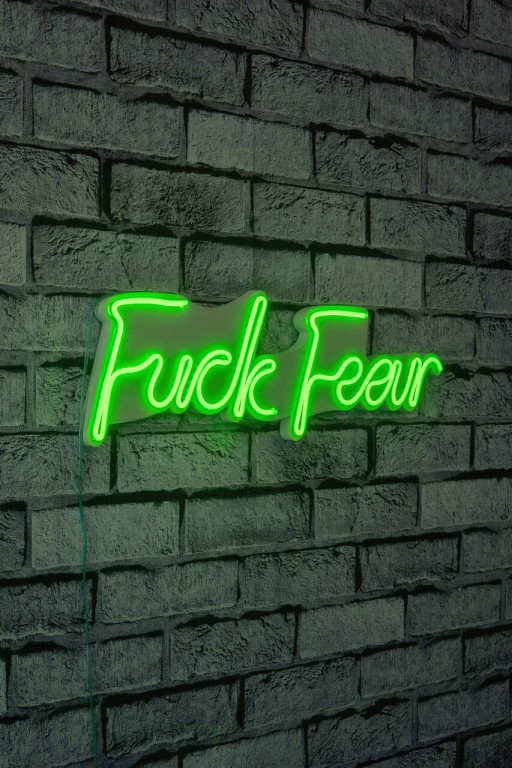 Decoratiune luminoasa LED, Fuck Fear, Benzi flexibile de neon, DC 12 V, Verde