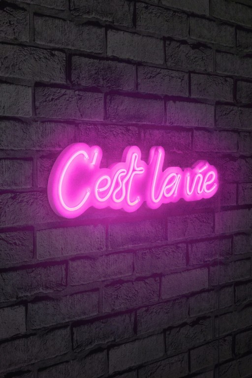 Decoratiune luminoasa LED, C&#039;est La Vie, Benzi flexibile de neon, DC 12 V, Roz