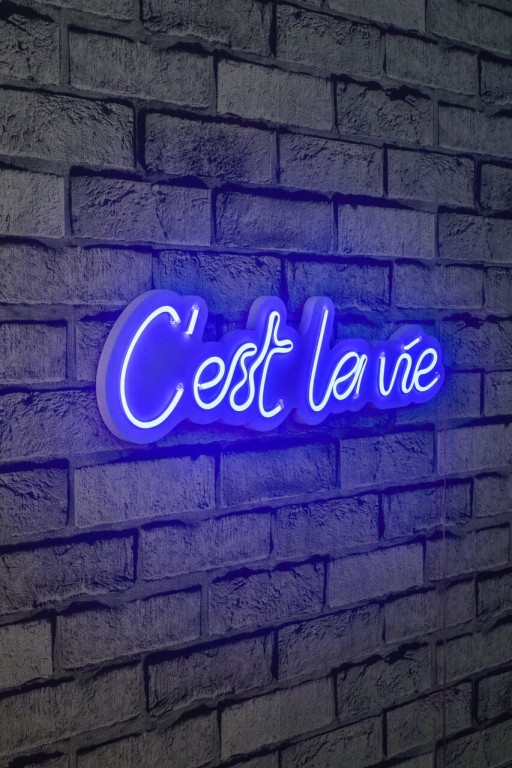 Decoratiune luminoasa LED, C&#039;est La Vie, Benzi flexibile de neon, DC 12 V, Albastru