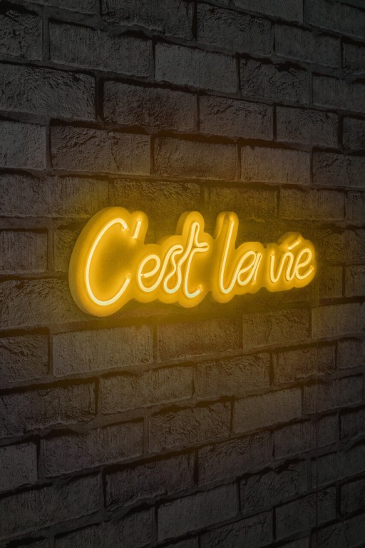 Decoratiune luminoasa LED, C&#039;est La Vie, Benzi flexibile de neon, DC 12 V, Galben