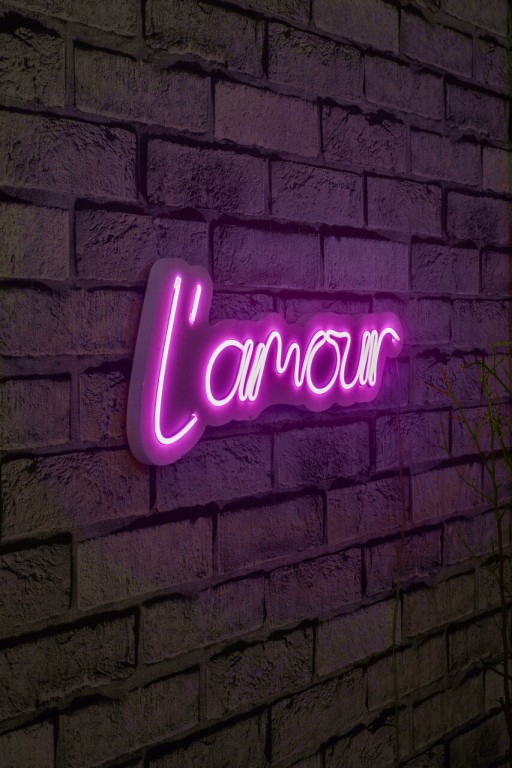 Decoratiune luminoasa LED, L&#039;amour, Benzi flexibile de neon, DC 12 V, Roz