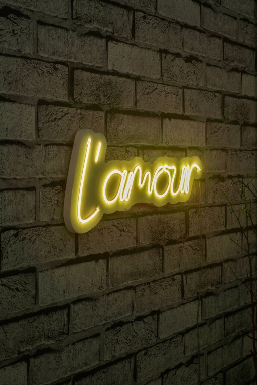 Decoratiune luminoasa LED, L&#039;amour, Benzi flexibile de neon, DC 12 V, Galben