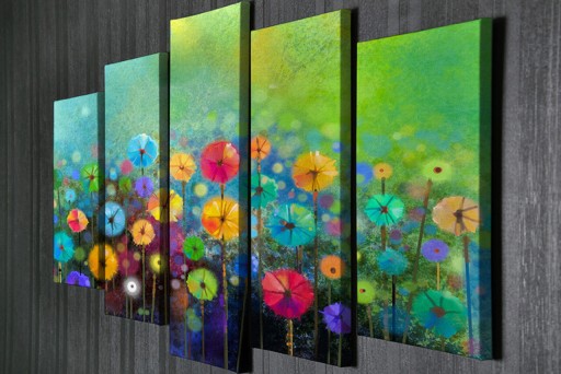 Set 5 tablouri decorative, BC55, Canvas, 70 x 20 cm, Multicolor