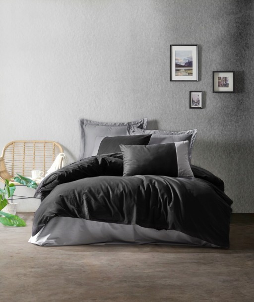 Lenjerie de pat pentru o persoana (FR), L'essentiel Maison, Plain, Gri inchis