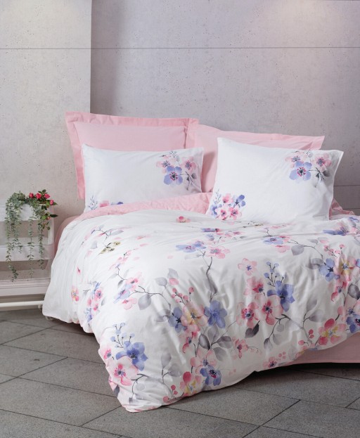 Lenjerie de pat dubla King (FR), L'essentiel Maison, Jayda, Pink / White / Purple