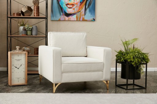 Fotoliu, Balcab Home, 825BLC2787, Lemn de fag, Crem / Aur