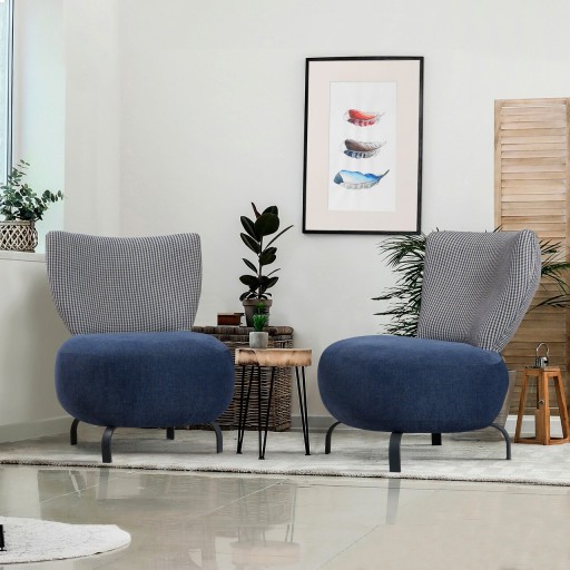 Set scaune, Unique Design, 867UNQ1070, Lemn de carpen, Albastru inchis