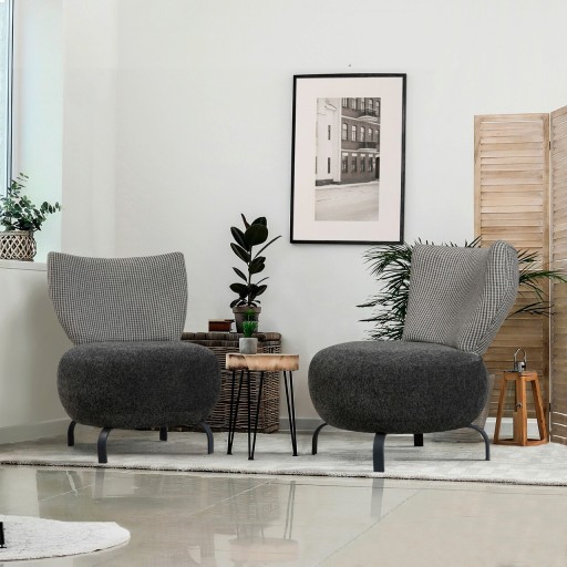 Set scaune, Unique Design, 867UNQ1071, Lemn de carpen, Antracit