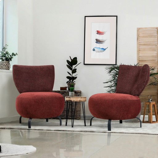 Set scaune, Unique Design, 867UNQ1074, Lemn de carpen, Rosu claret
