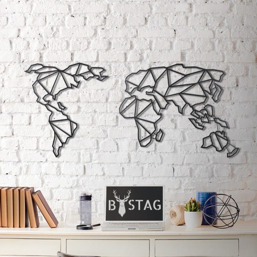 Decorațiune din metal pentru perete Map, 60 x 130 cm