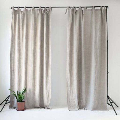 Draperie subțire cu bucle de prindere Linen Tales Daytime, 250 x 130 cm, bej