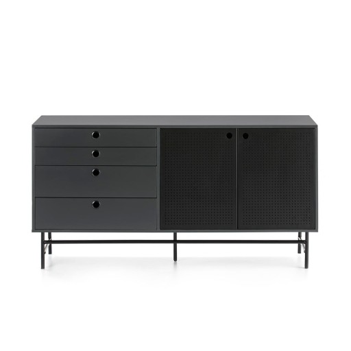 Comodă Teulat Punto, lungime 150 cm, negru-albastru