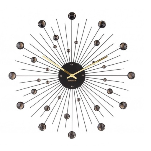 Ceas de perete cu cristale negre Karlsson Sunburst