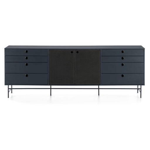 Comodă Teulat Punto, lungime 212 cm, negru-albastru