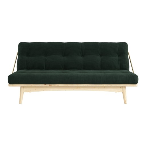 Canapea variabilă cu tapițerie din catifea reiată Karup Design Folk Raw/Dark Green