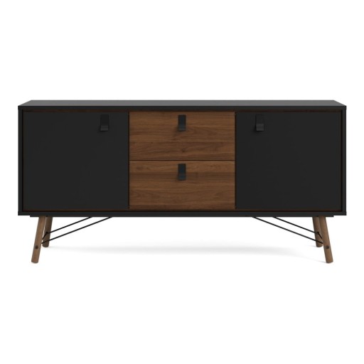 Comodă neagră cu aspect de lemn de nuc 150x72x40 cm Ry – Tvilum
