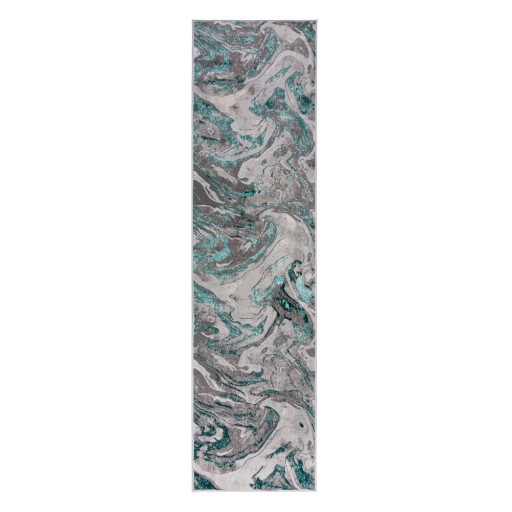 Covor tip traversă gri/turcoaz 80x300 cm Marbled – Flair Rugs