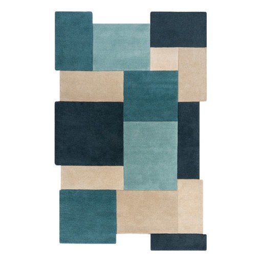 Covor albastru/bej din lână 150x240 cm Abstract Collage – Flair Rugs