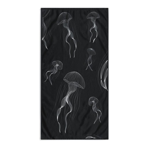 Prosop de plajă negru-alb 90x180 cm Jellyfish – DecoKing