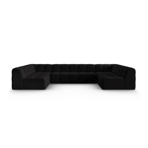 Colțar negru cu tapițerie din catifea (în formă de "U") Kendal – Micadoni Home