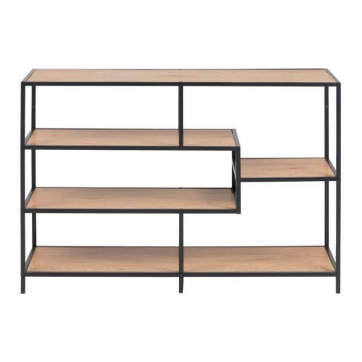 Bibliotecă neagră/cu aspect de lemn de stejar 114x78 cm Seaford – Actona