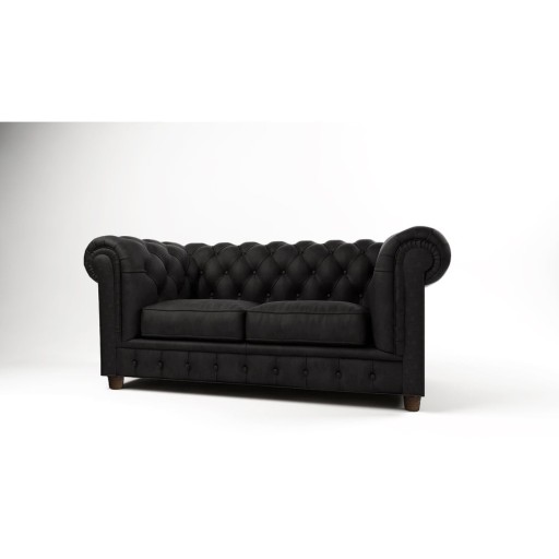 Canapea neagră cu tapițerie din catifea 184 cm Cambridge – Ropez