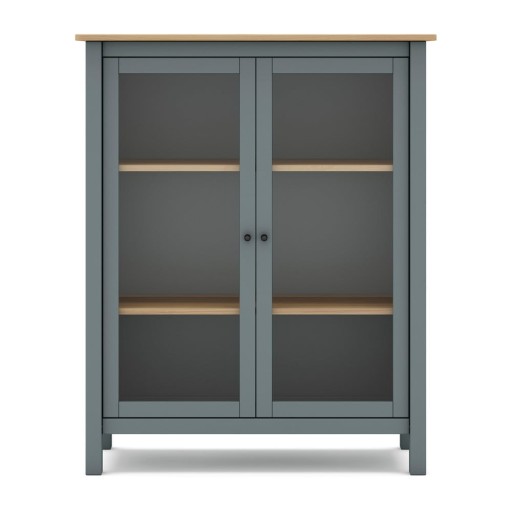 Vitrină verde/în culoare naturală din lemn masiv de pin 90x110 cm Misti – Marckeric