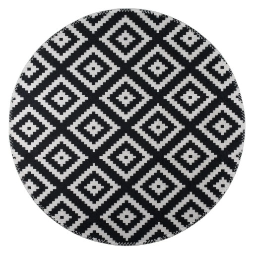 Covor negru-alb lavabil rotund ø 100 cm – Vitaus