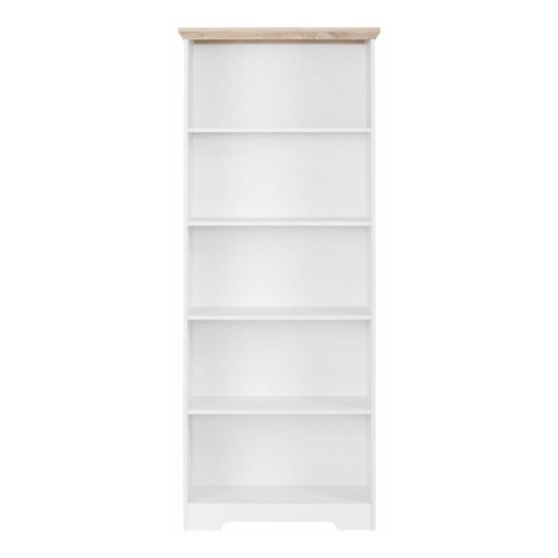 Biblioteca în decor de lemn de stejar Støraa Annie, 5 rafturi, alb