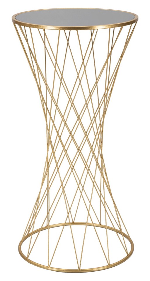 Masuta inalta, Tower New, Mauro Ferretti, Ø50 x 100 cm, fier/MDF/oglinda, auriu
