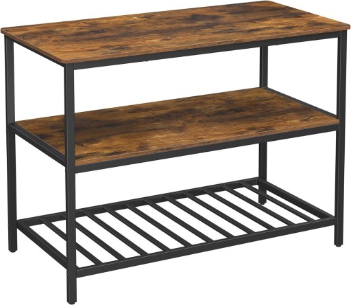Insula de bucatarie / dulap bucatarie, Vasagle, 120 x 60 x 90 cm, PAL/otel, maro rustic