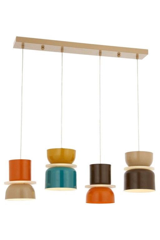 Lustra, Opviq, 301AUR1224, Metal, Turcoaz / Maro / Roșu