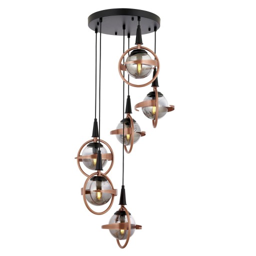 Lustra, Opviq, 301AUR1345, Metal, Negru/Cupru