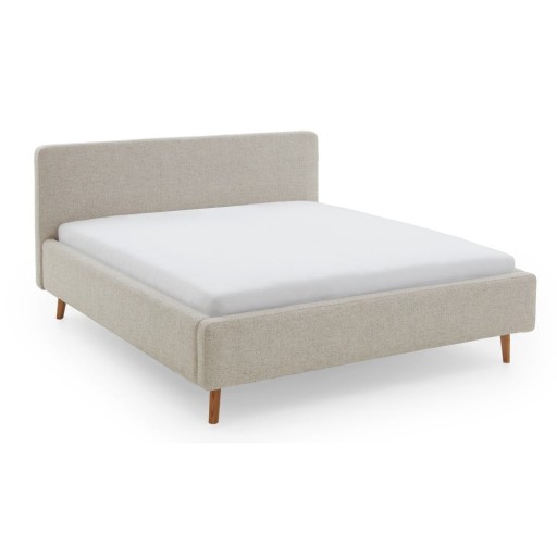 Pat matrimonial gri/bej tapițat cu spațiu de depozitare cu somieră 160x200 cm Mattis – Meise Möbel