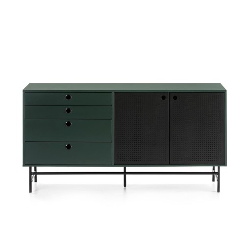 Comodă Teulat Punto, lungime 150 cm, negru-verde