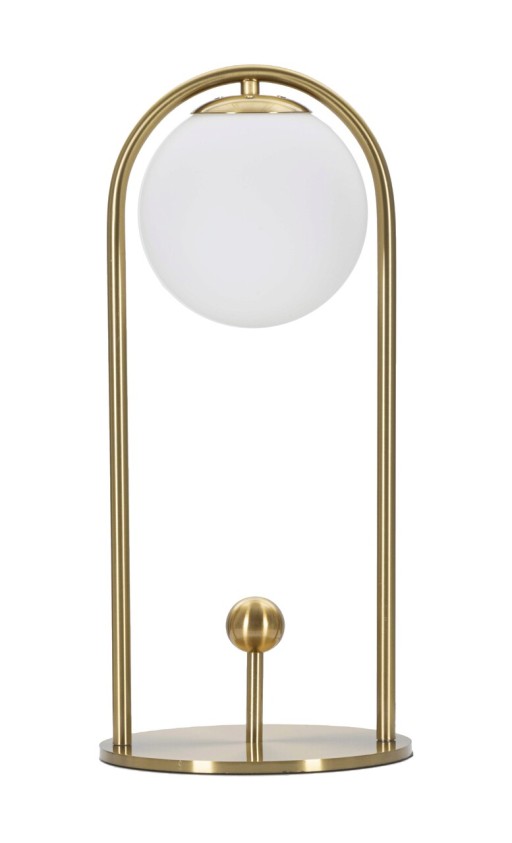 Lampa de masa Glamy Arc -A, Mauro Ferretti, Ø21 x 47 cm, 1 x E14, 40W, fier/sticla, auriu/alb