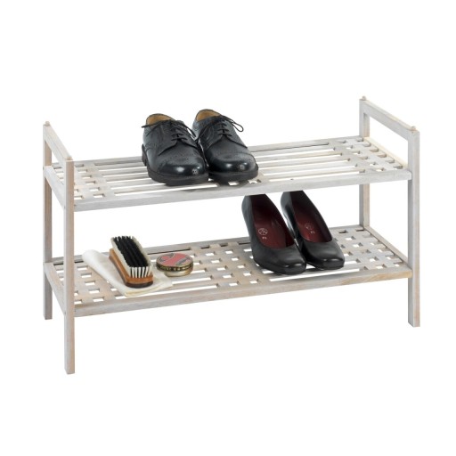 Suport pantofi Norway White, Wenko, 6 perechi, 69x40.5x27 cm,  lemn de nuc, natur